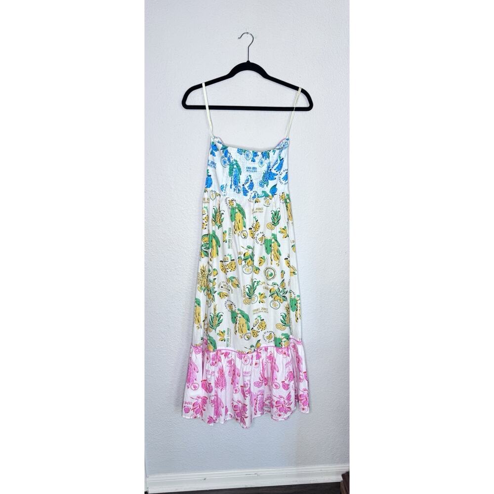 Farm Rio x Anthropologie Midi Dress Medium NWT Fruit Floral Tiered Cover Up - Picture 6 of 16
